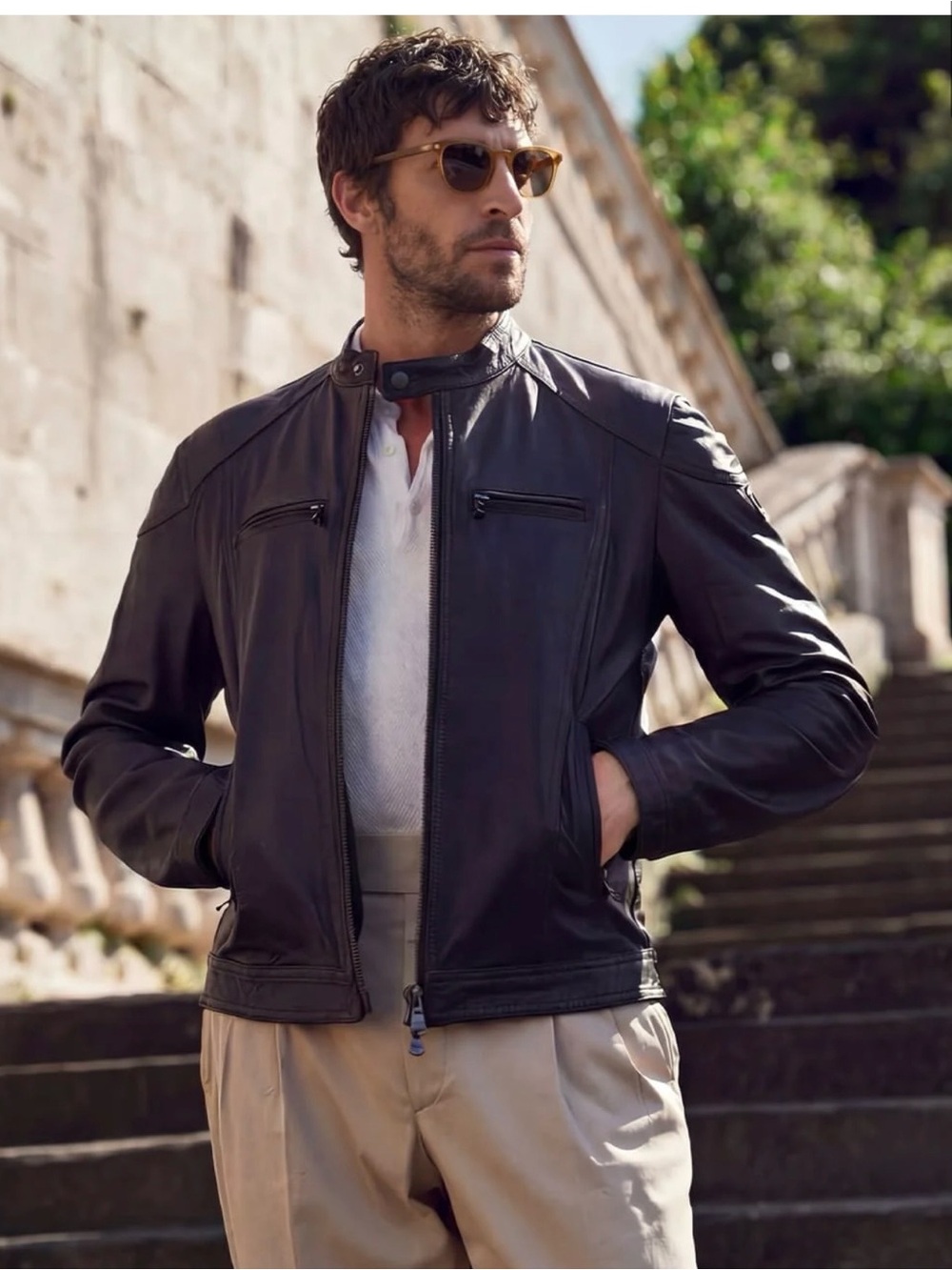 Barone Leather Jacket - Classic Elton Bike Style
